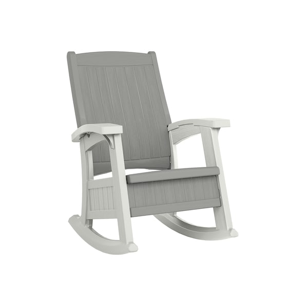 Suncast Elements Rocking Chair with Storage and Two-Tone Dove Gray and Ice Cube collection BMRC1020 - main